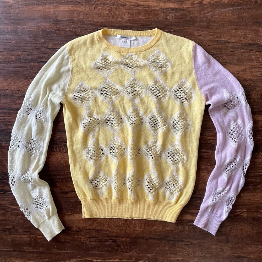 CARVEN Cashmere Color-block Crenneck Sweater- women’s medium